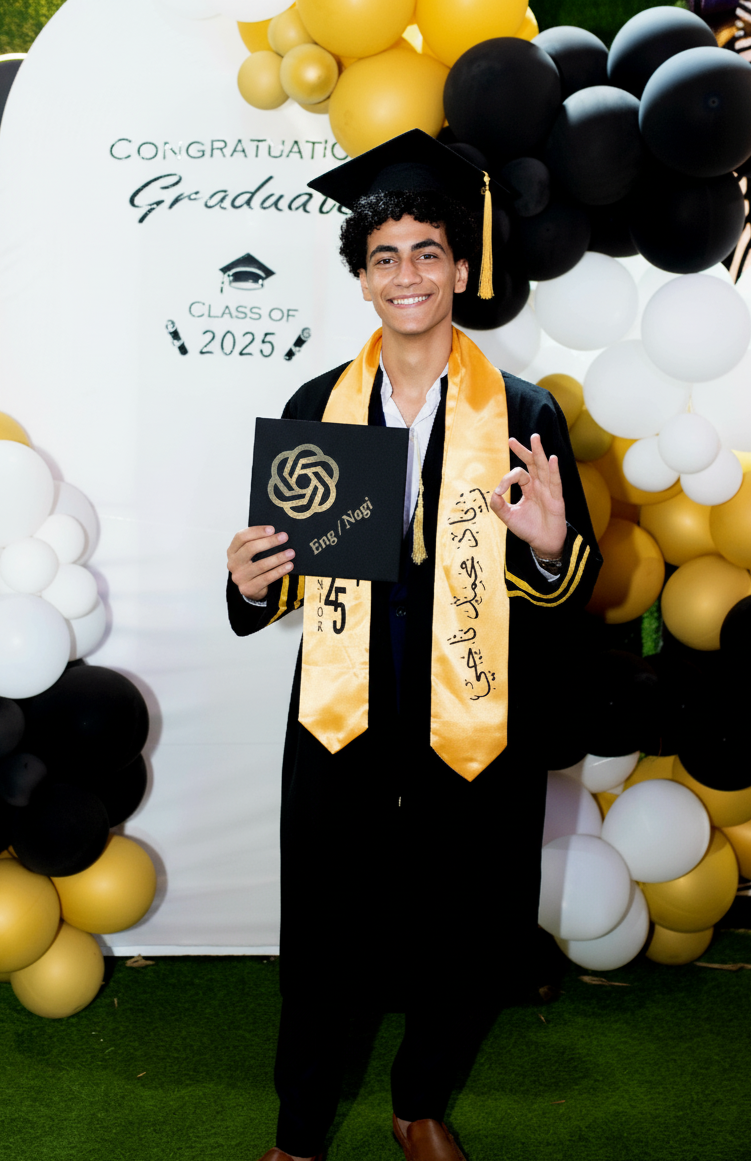Zeyad Mohammed Nagi wearing a graduation cap